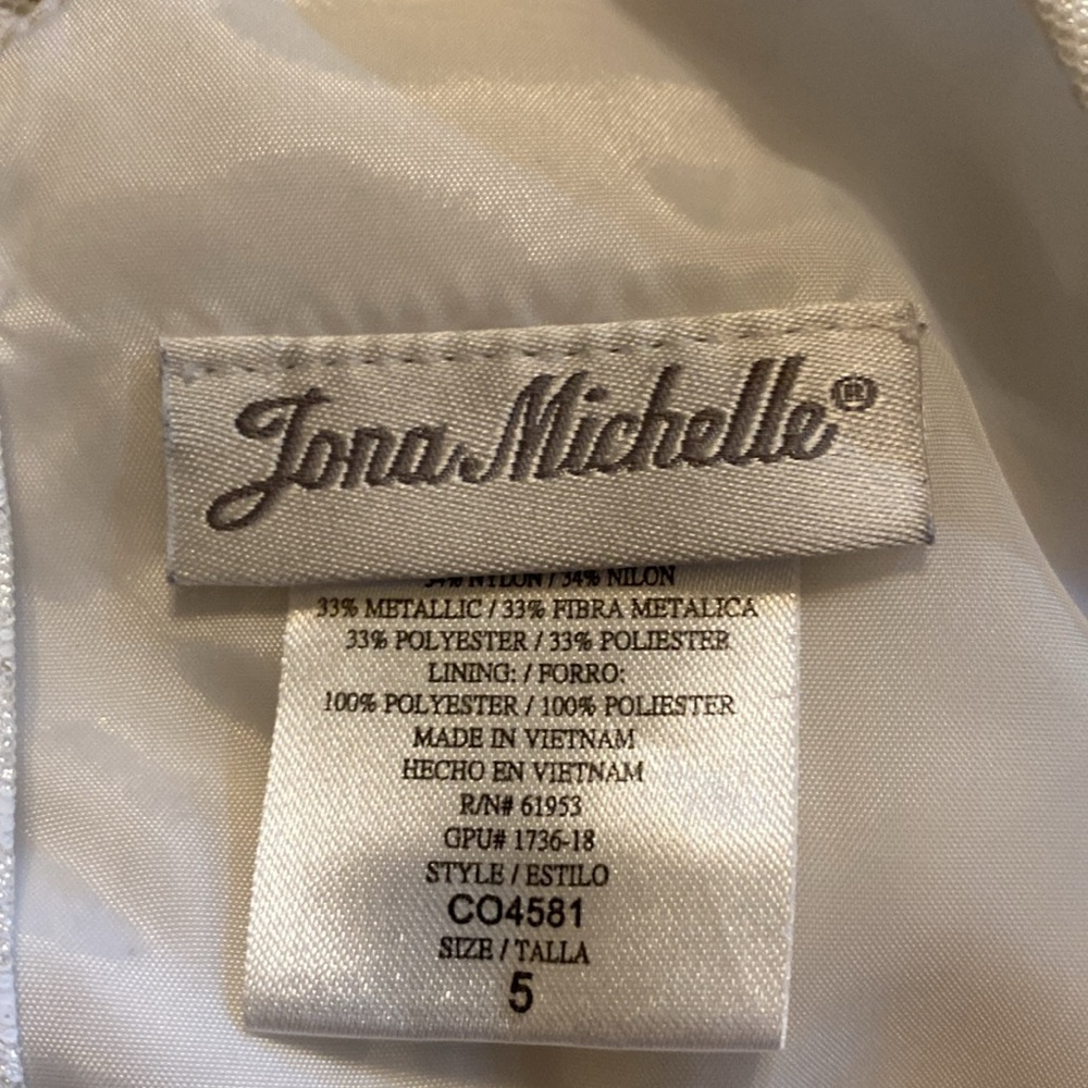 Jona Michelle Gold and Ivory Formal Kids Dress. Button & tie. Sz 5. Polka dot. - Picture 15 of 16